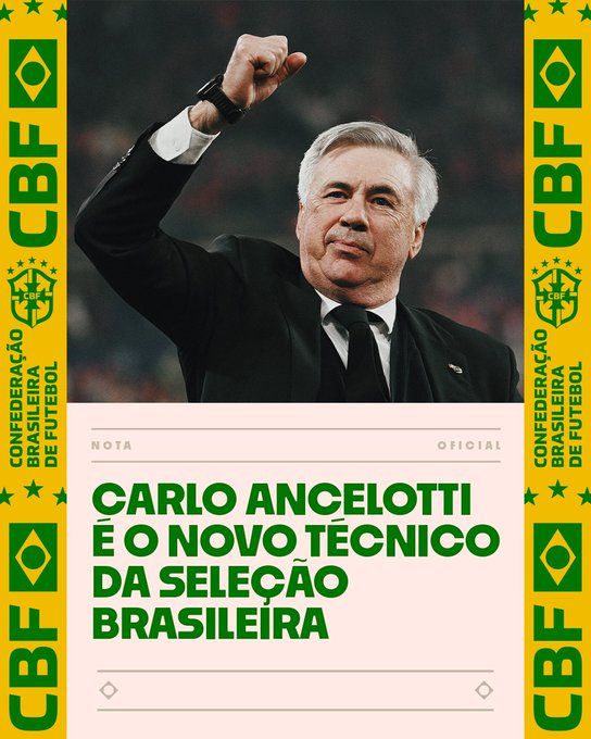 CBF anuncia Carlo Ancelotti como novo técnico da Seleção