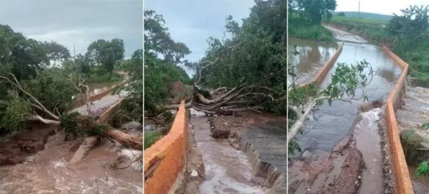 Chuvas fortes causam interdição de ponte e queda de poste em Lagarto