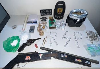Troca de tiros termina com apreensão de drogas e armas em Riachuelo